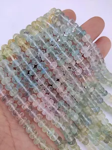 Натуральный Аквамарин Рондель Гладкие Бусины 6.5-7 мм synthetic.ua - Фото 1