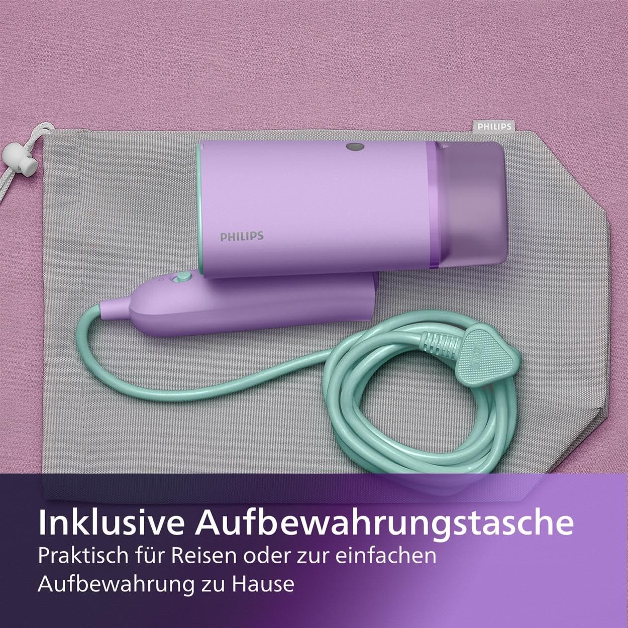 Вертикальний відпарювач Philips 3000 Series STH3010/30 1000 Вт 100 мл 20 г/хв компактний складаний Фіолетовий, фото №4