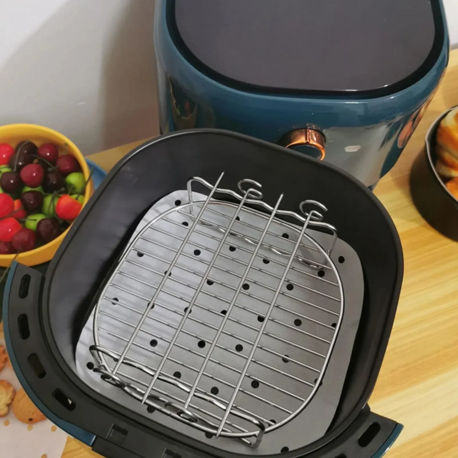 Решетка-гриль Multi Gate для аэрофритюрницы двухслойная с шампурами нержавеющая сталь, фото №2