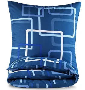 Постільна білизна KUSCHELI Malika 135 x 200 см 2 предмети мікрофібра наволочка 80 x 80 см Синя - Фото 1