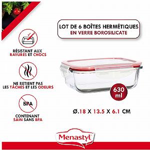 Контейнер для зберігання продуктів MENASTYL Clémentine 6014015 боросилікатне скло з кришкою 630 мл штабельований synthetic.ua - Фото 1