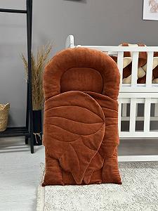 Кокон с крыльями для новорожденного Велюр шоколад - Фото 1