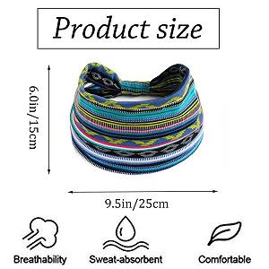 Повязка на голову широкая Zoestar Boho в полоску для йоги synthetic.ua - Фото 1