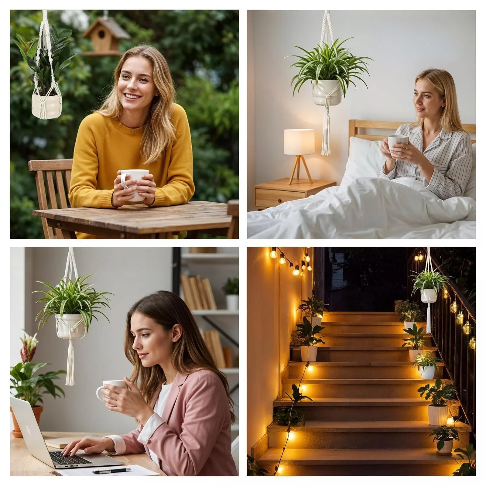 Підвісне кашпо макраме Pack of 2 з металевим кільцем та гачками 50 см, фото №4 Підвісне кашпо макраме Pack of 2 з металевим кільцем та гачками 50 см, фото №4