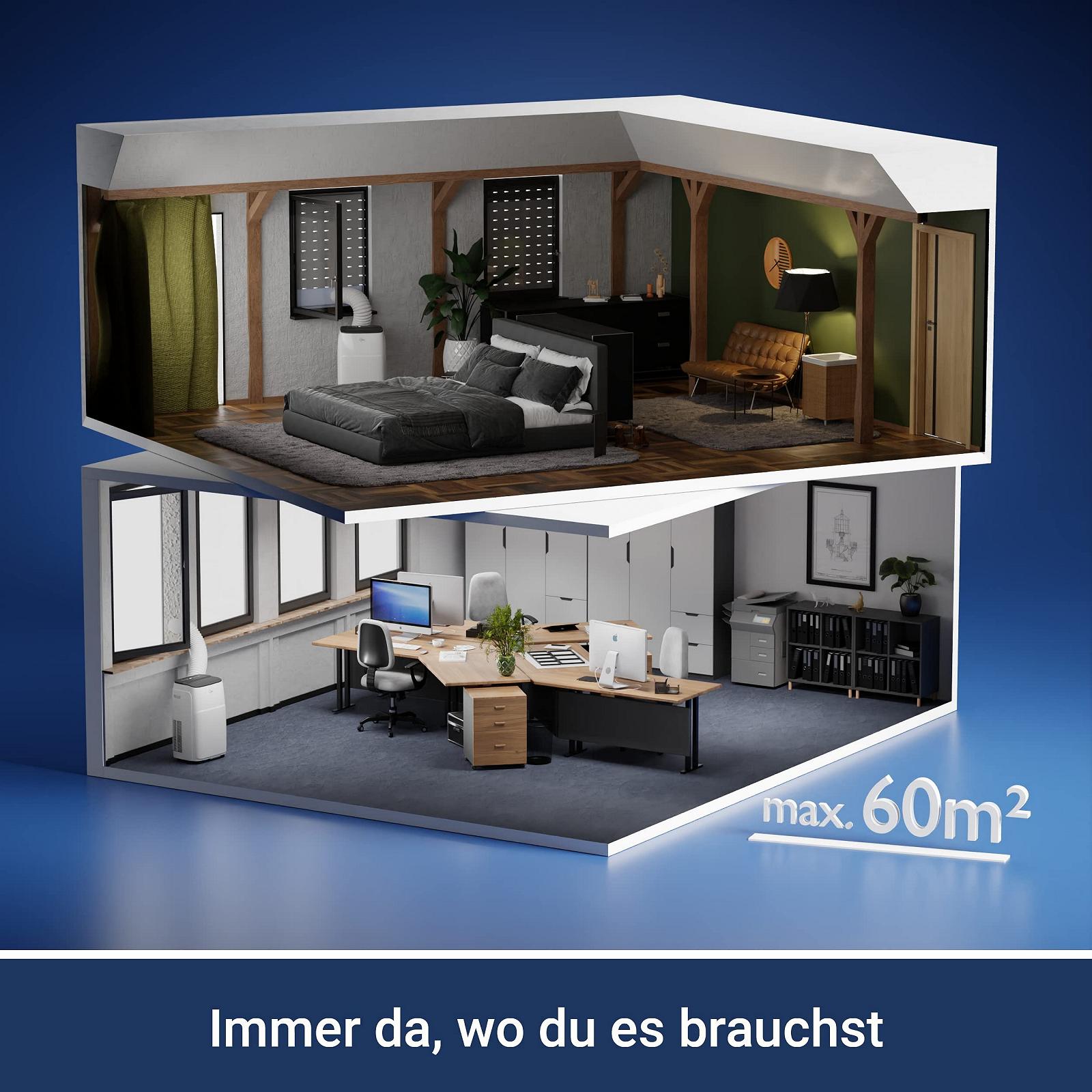 Мобільний кондиціонер SUNTEC Impuls 3.5 Eco R290 App 12000 BTU 3517 Вт до 60 м² з функцією обігріву та керуванням через додаток Білий, фото №6