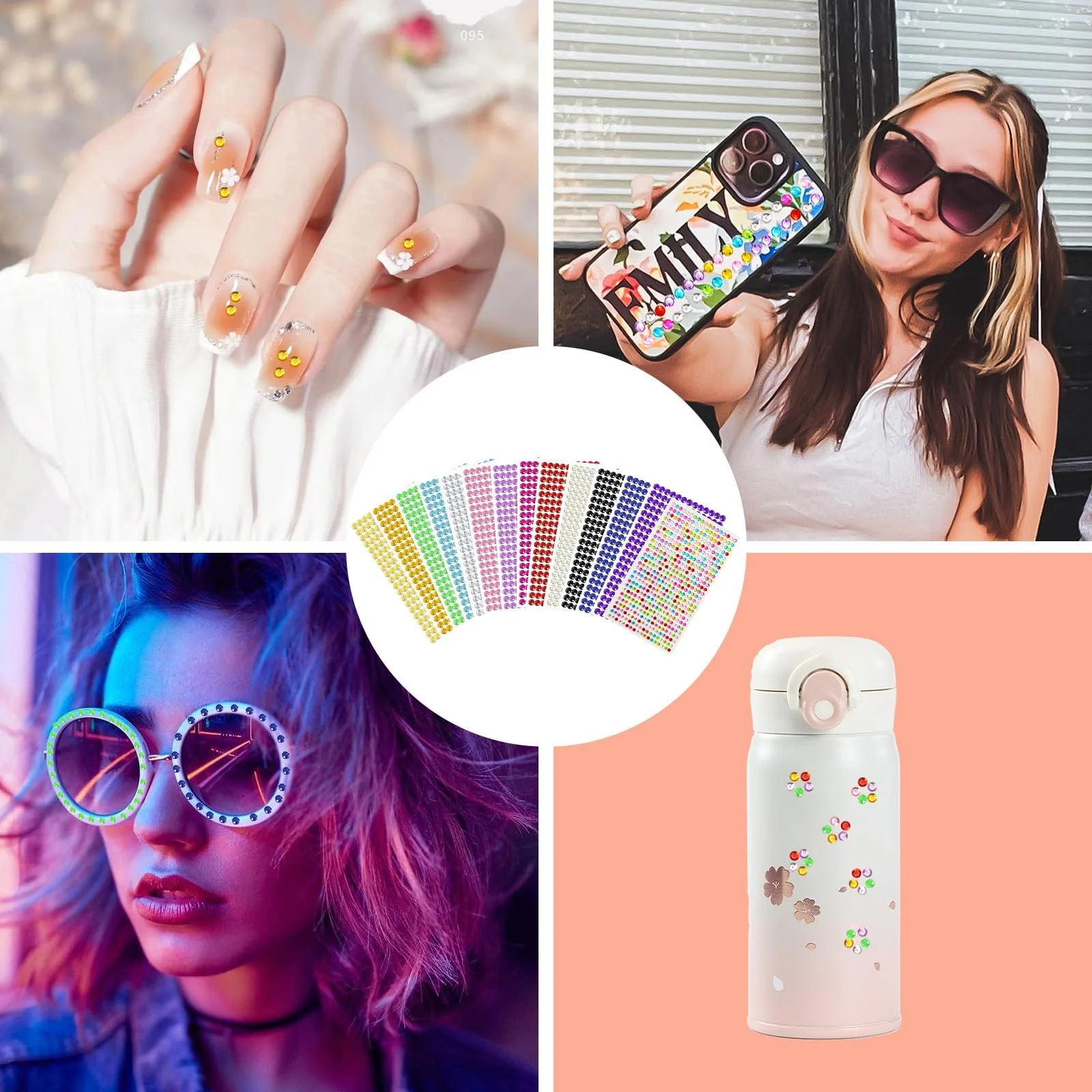 Стразы VEGCOO Полукруглые Блестящие Самоклеящиеся Разноцветные 6 мм, фото №7