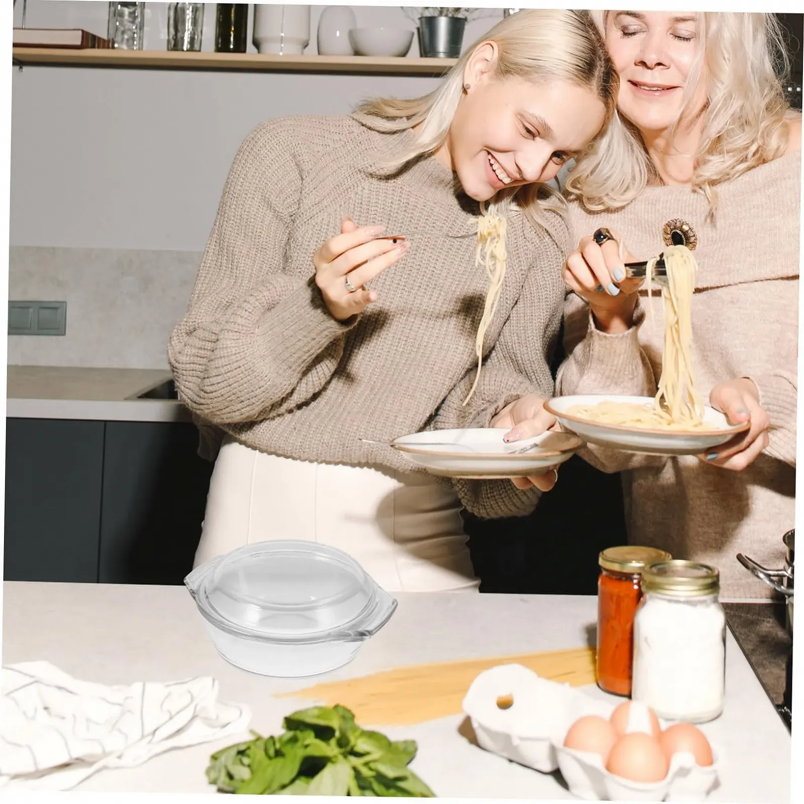 Форма для запікання скляна з ручками та кришкою термостійка прозора, фото №7