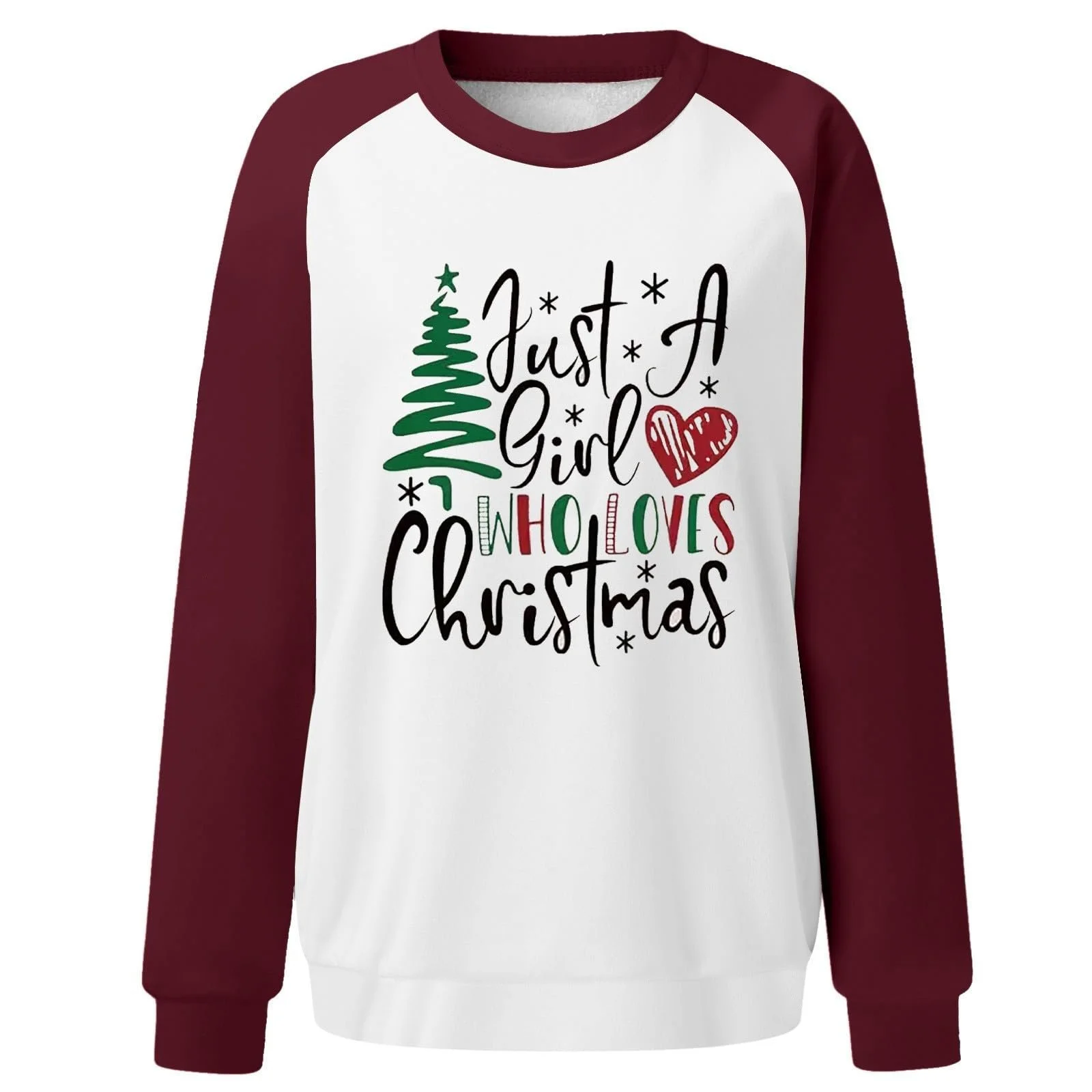 Рождественский Свитер Женский Зимний Печатный Свитшот Круглый Вырез Длинный Рукав, фото №2