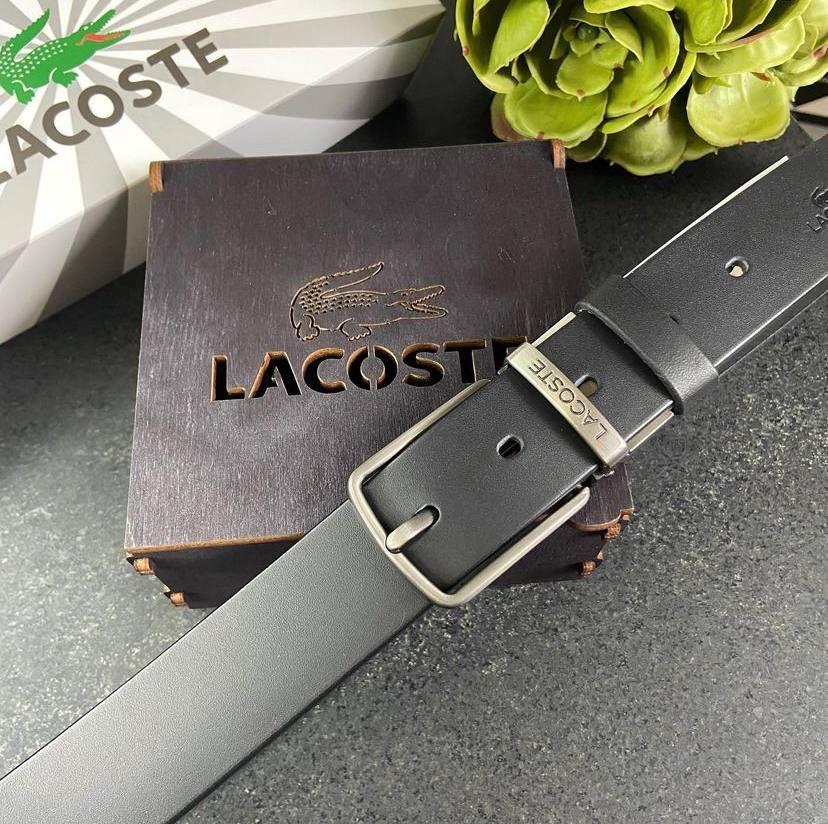 Ремень мужской кожаный Lacoste черный Ремень, фото №1