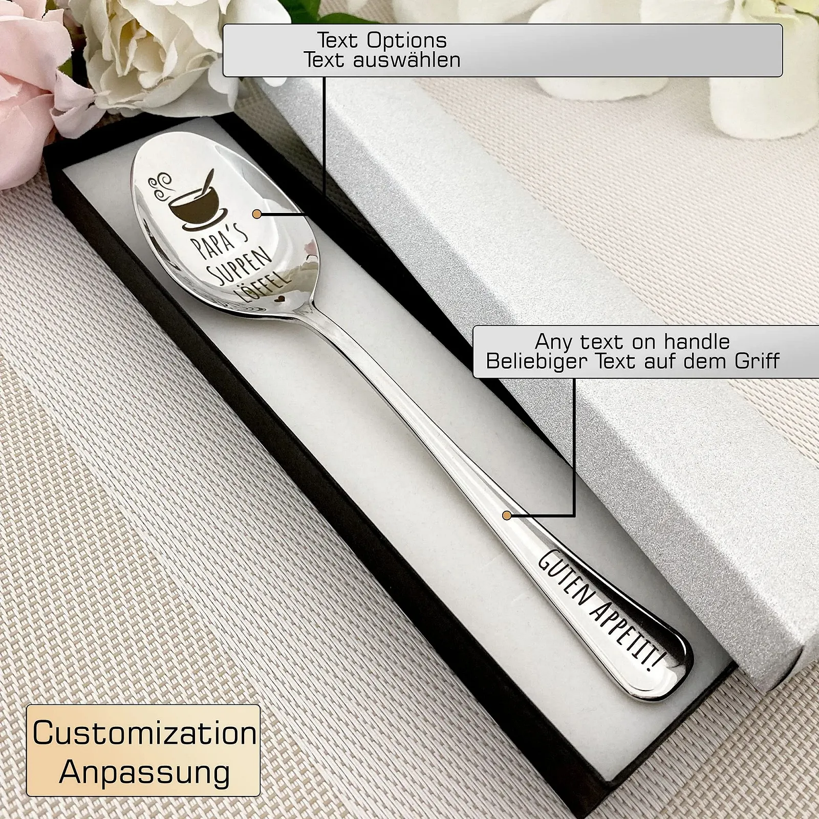 Ложка для супу з гравіюванням у подарунковій коробці, фото №2