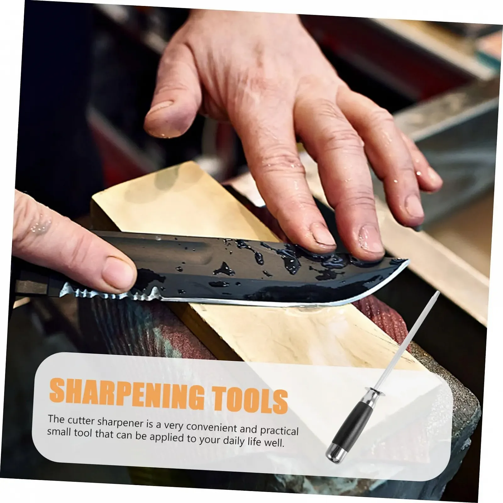 Мусат Gatuida для кухонних ножів зі збільшеною площею шліфування нержавіючий з круглою рукояткою, фото №9