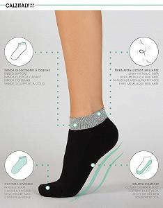 Носки Calzitaly 3 пары хлопковые с люрексом Черный Размер 36/41 synthetic.ua - Фото 1