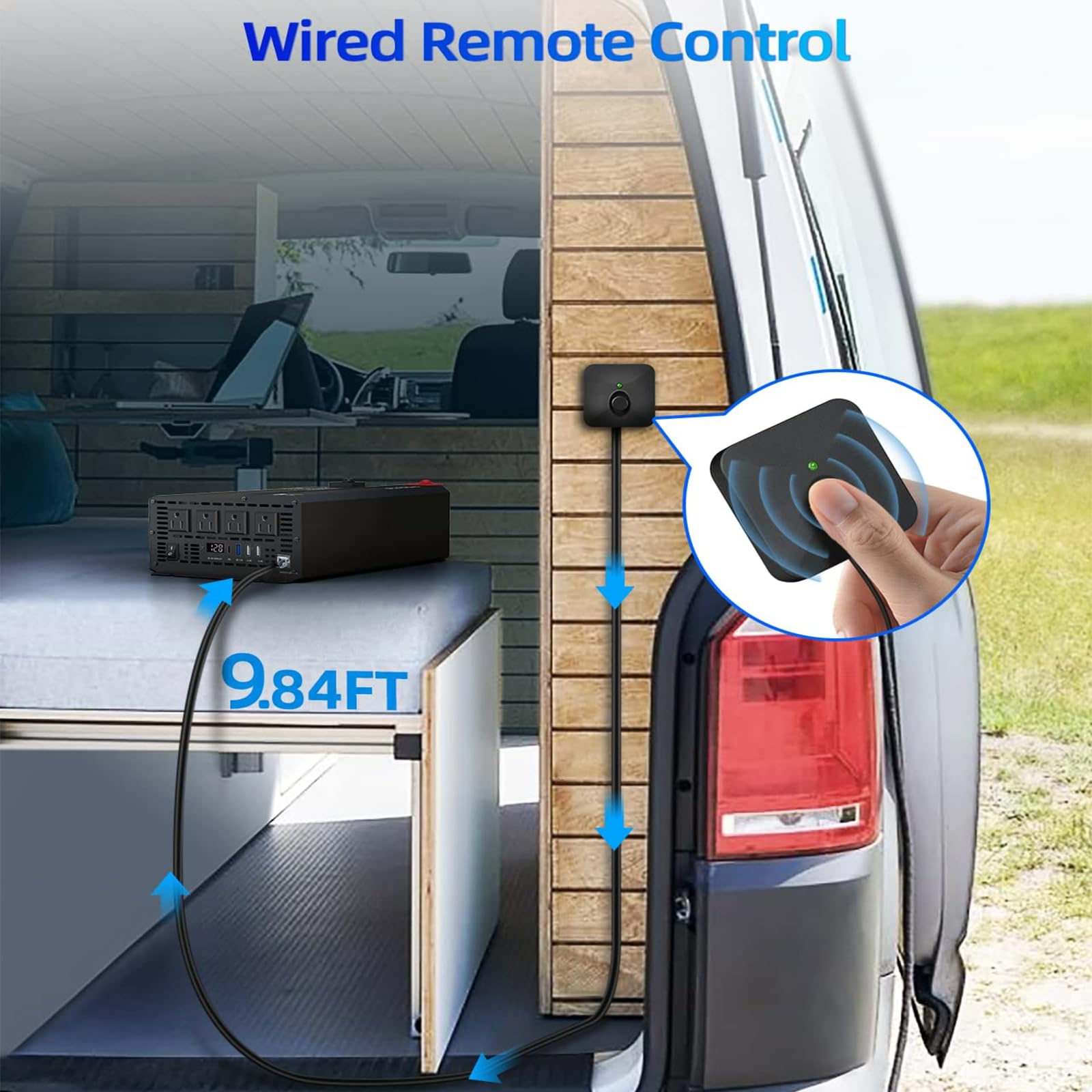 Інвертор ShockFlo DC 24V до AC 230V Перетворювач напруги Чиста синусоїда USB Порти та EU Розетки, фото №5