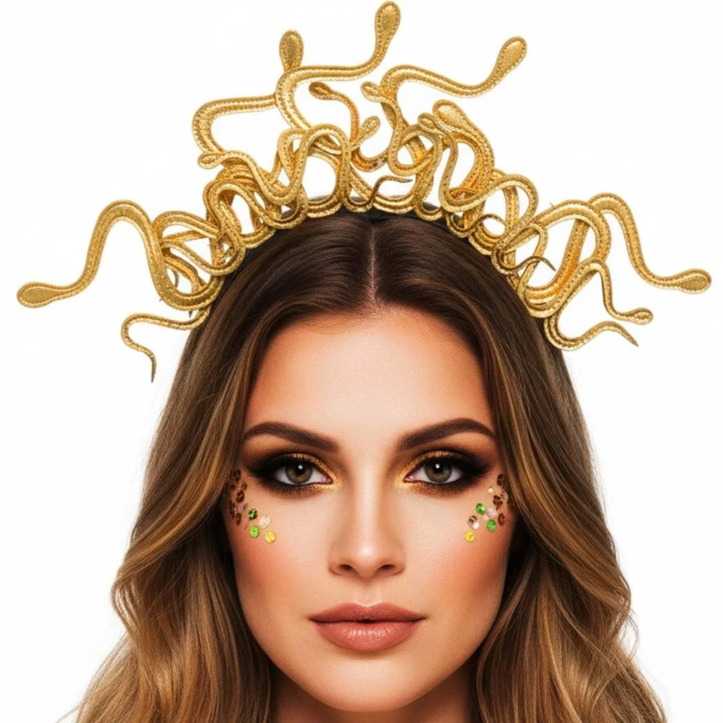 Обруч на голову Змія Медуза Reaky Золотистий, фото №5