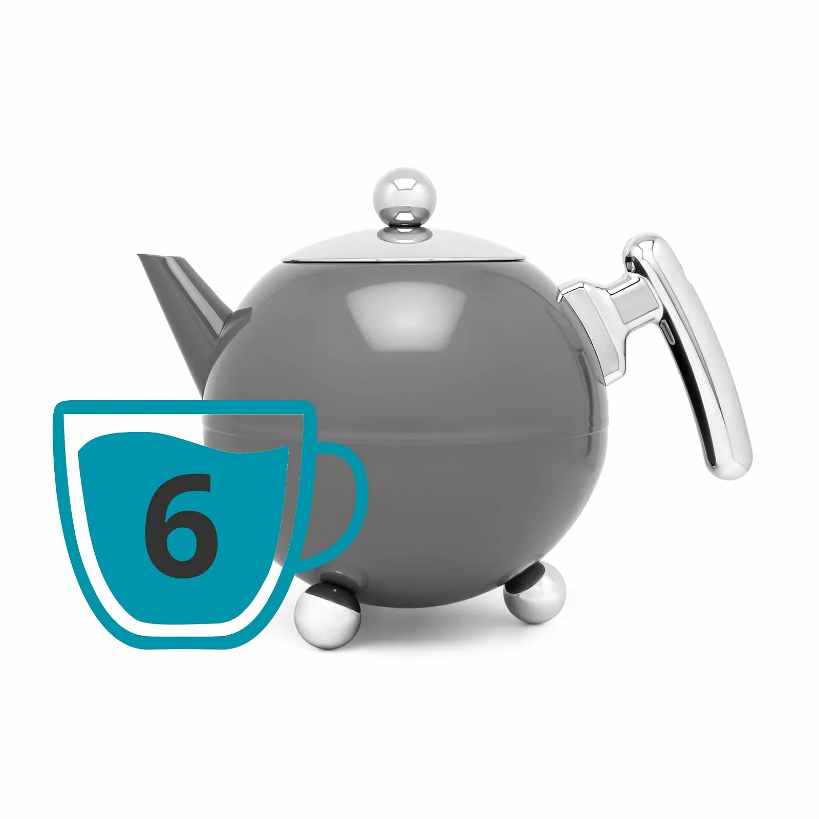 Чайник-заварник Bredemeijer Bulbous Двостінний з нержавіючої сталі Сірий 1,2 літра, фото №3