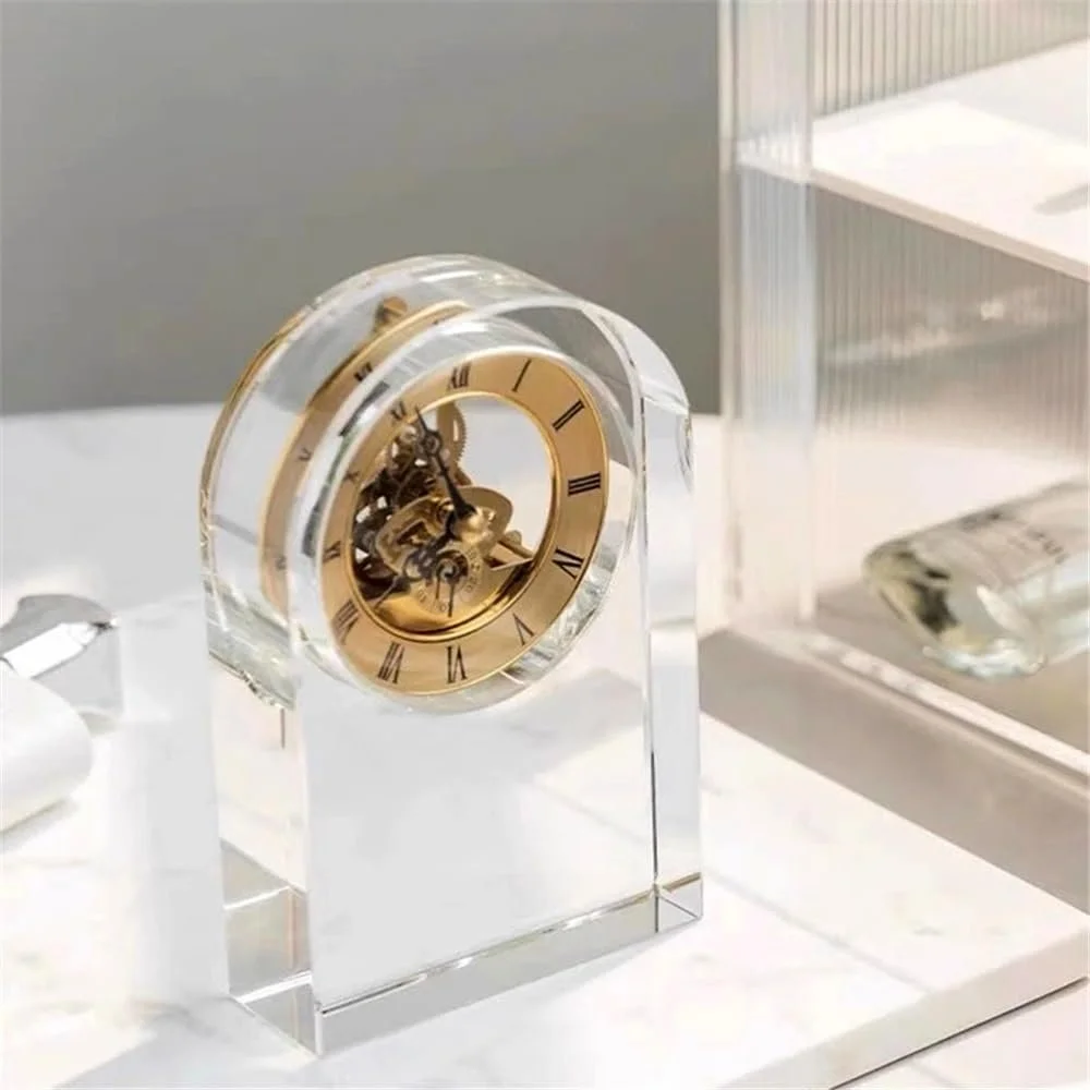 Настільний годинник Yixinzi-2024 Кришталевий, тихий, срібний, фото №3