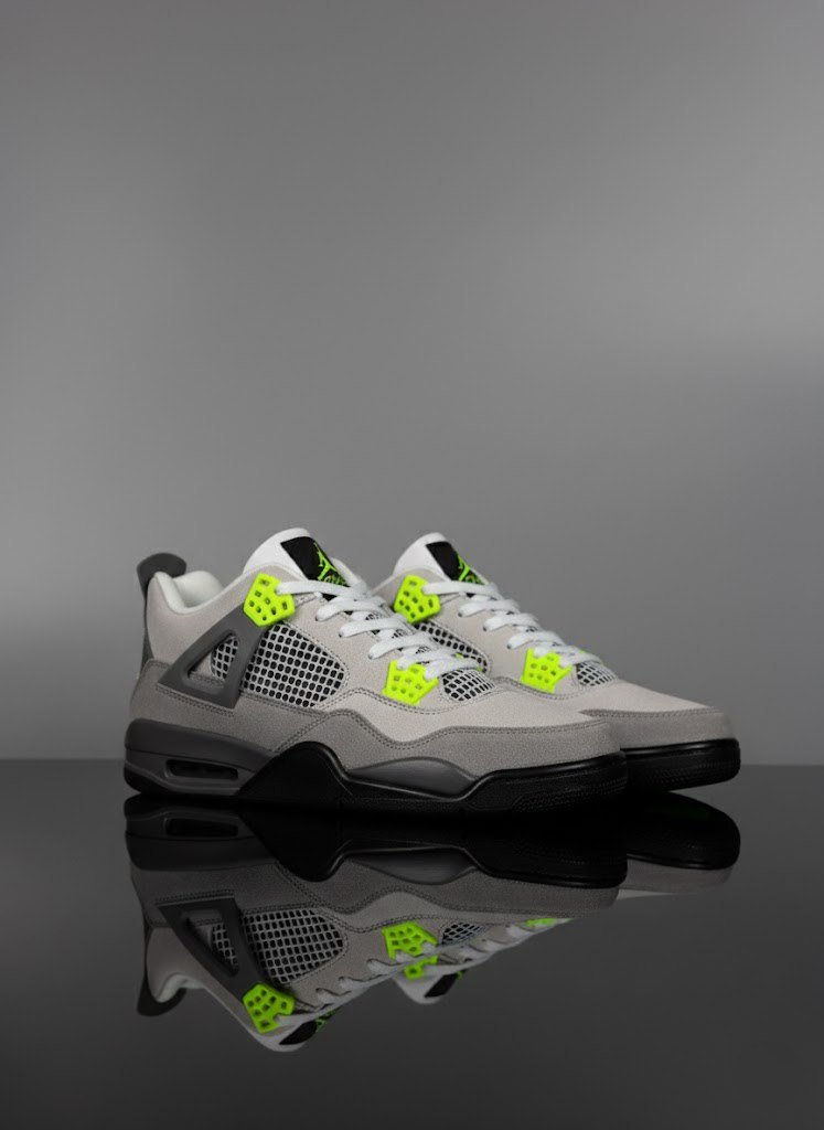 Кроссовки Nike Air Jordan 4 Retro Grey light green, фото №3