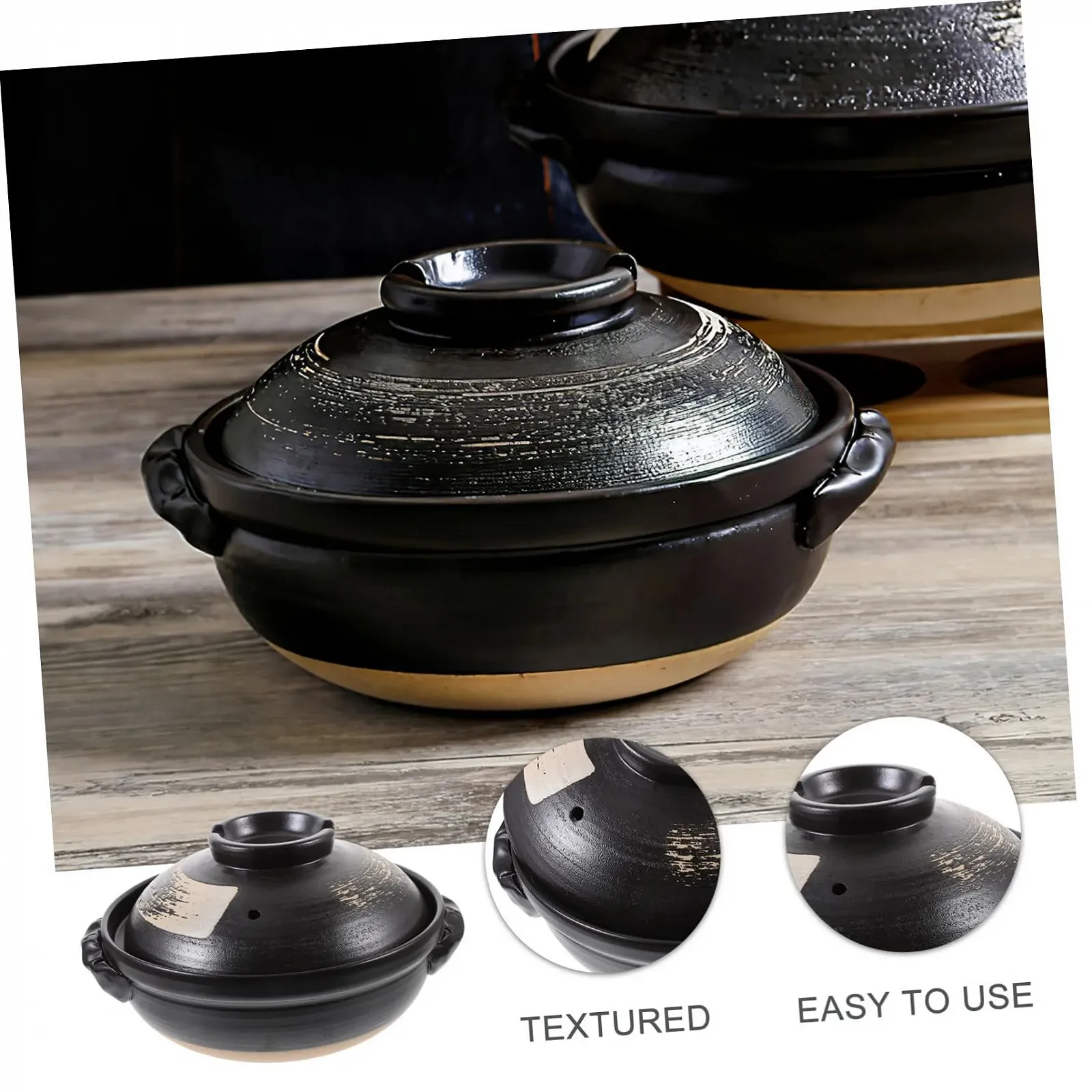 Кастрюля керамическая VALICLUD 900 мл с крышкой, без покрытия, фото №2