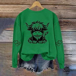 Рубашка с длинными рукавами Komiseup Basic, круглый вырез, модные звериные мотивы, спортивный пуловер с длинными рукавами, свитшот без капюшона, свободный повседневный пуловер, праздничная спортивная рубашка с коровьим мотивом для девушек-подростков, уличная одежда 15 synthetic.ua - Фото 1