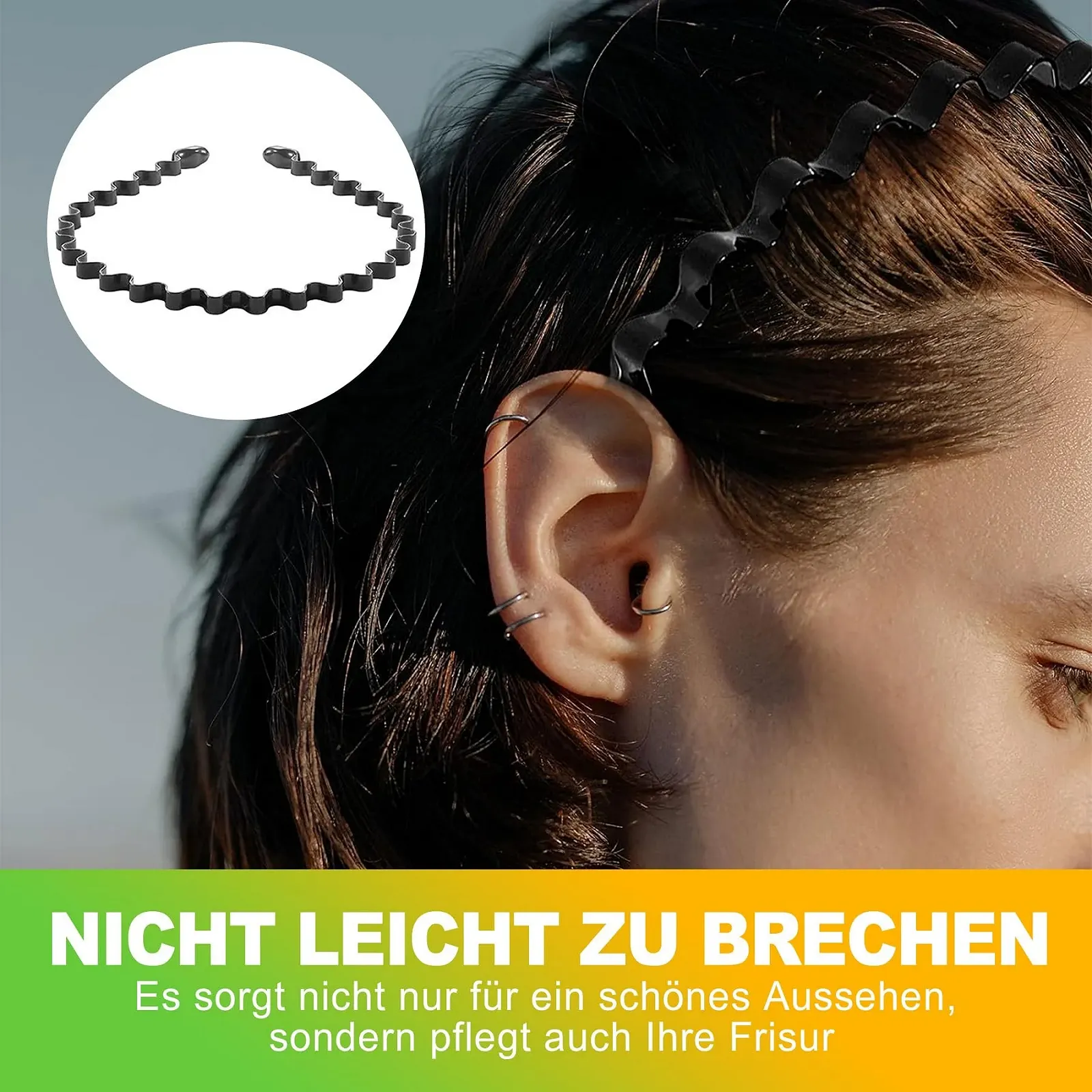 Обруч Метал Набір 6 штук Хвилястий Чорний, фото №4