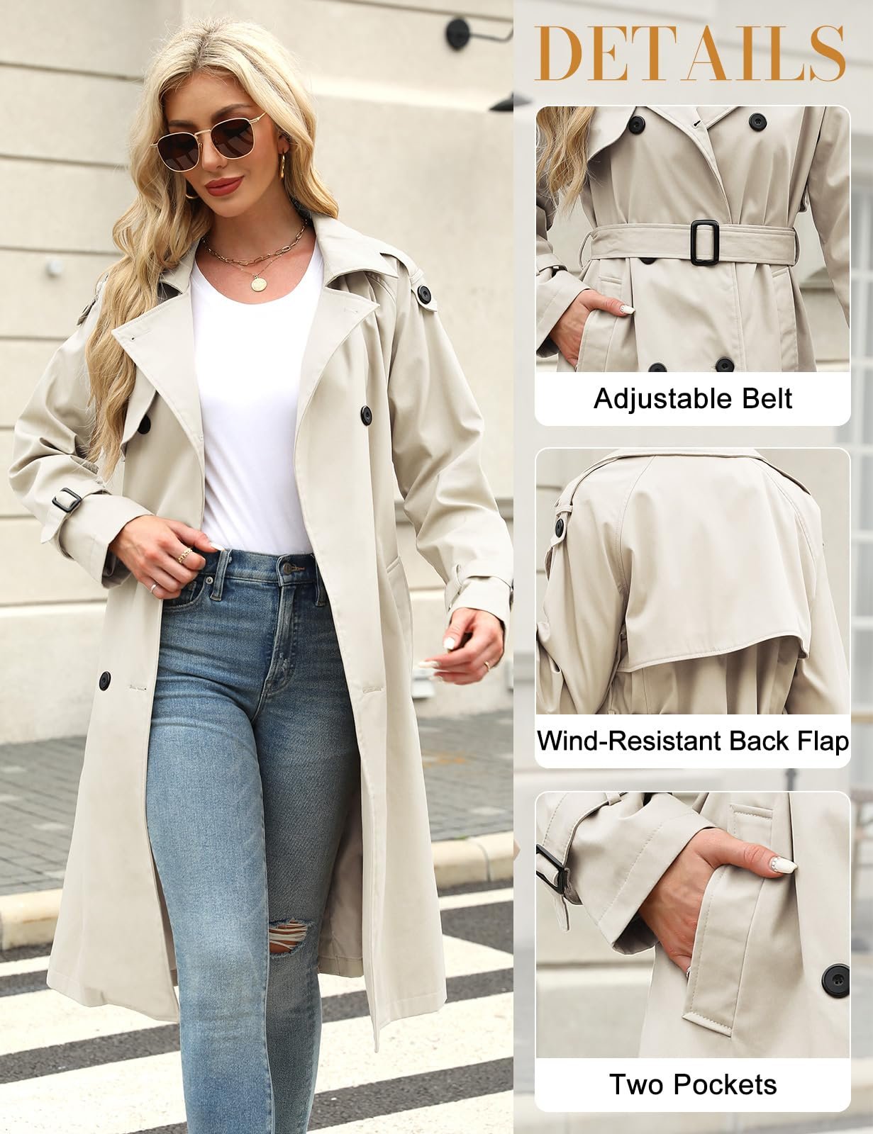 Тренч Vancavoo Жіночий Довгий Перехідний, фото №4