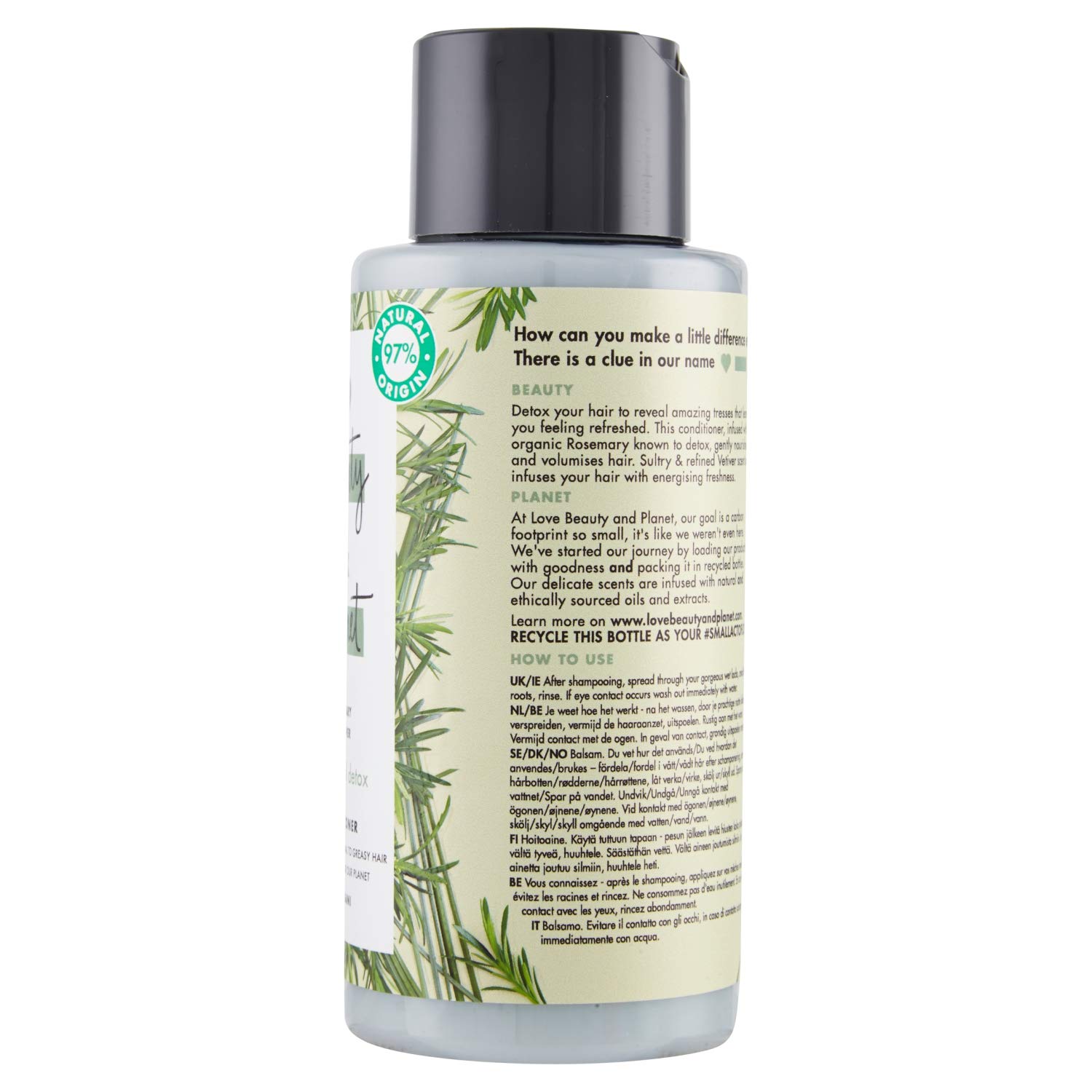 Кондиционер Love Beauty & Planet Detox Green Rosemary & Vetiver 2 упаковки 400 мл, фото №4