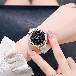 Часы женские Generisch Кварцевые Аналоговые Элегантные Звездное небо Кожаный ремешок synthetic.ua - Фото 1