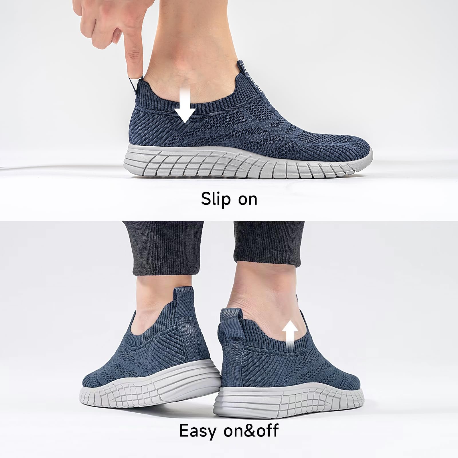 Кросівки ODCKOI Без шнурків Чоловічі Нековзні спортивні Сітчасті кросівки для ходьби, фото №2