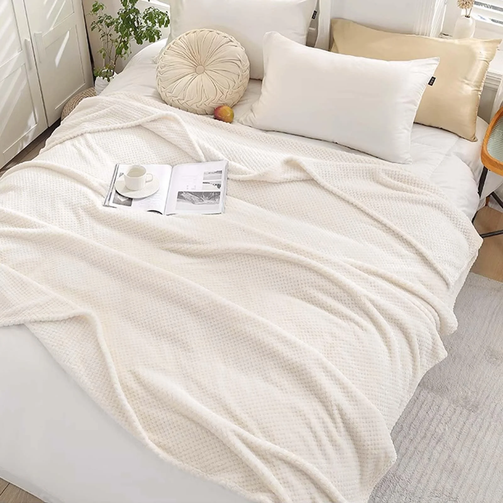 Одеяло для дивана Фланелевое Бежевый, 150 x 200 см, фото №5