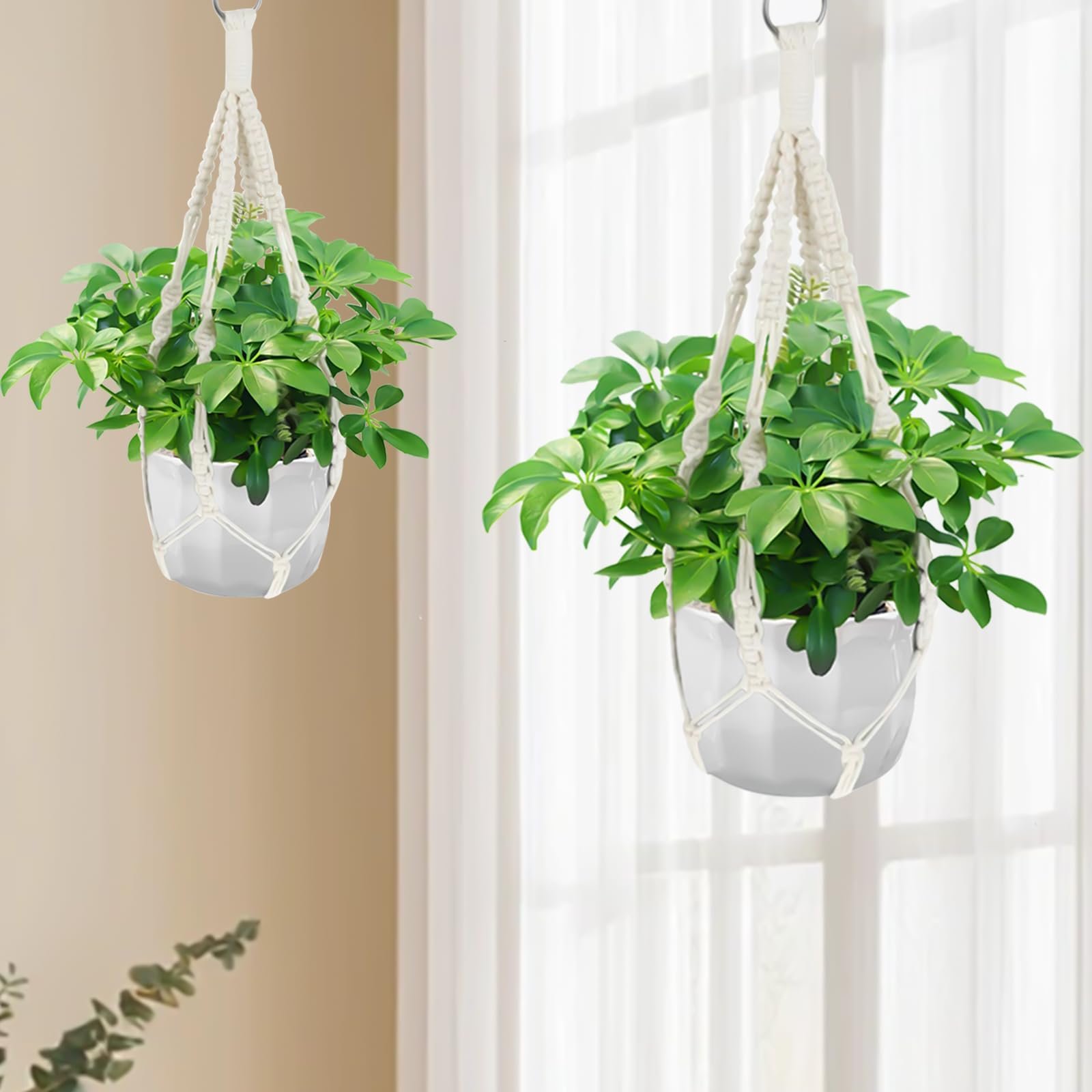 Підвісні кошики Тримачі для рослин макраме 2 шт. 50 см, фото №6 Підвісні кошики Тримачі для рослин макраме 2 шт. 50 см, фото №6