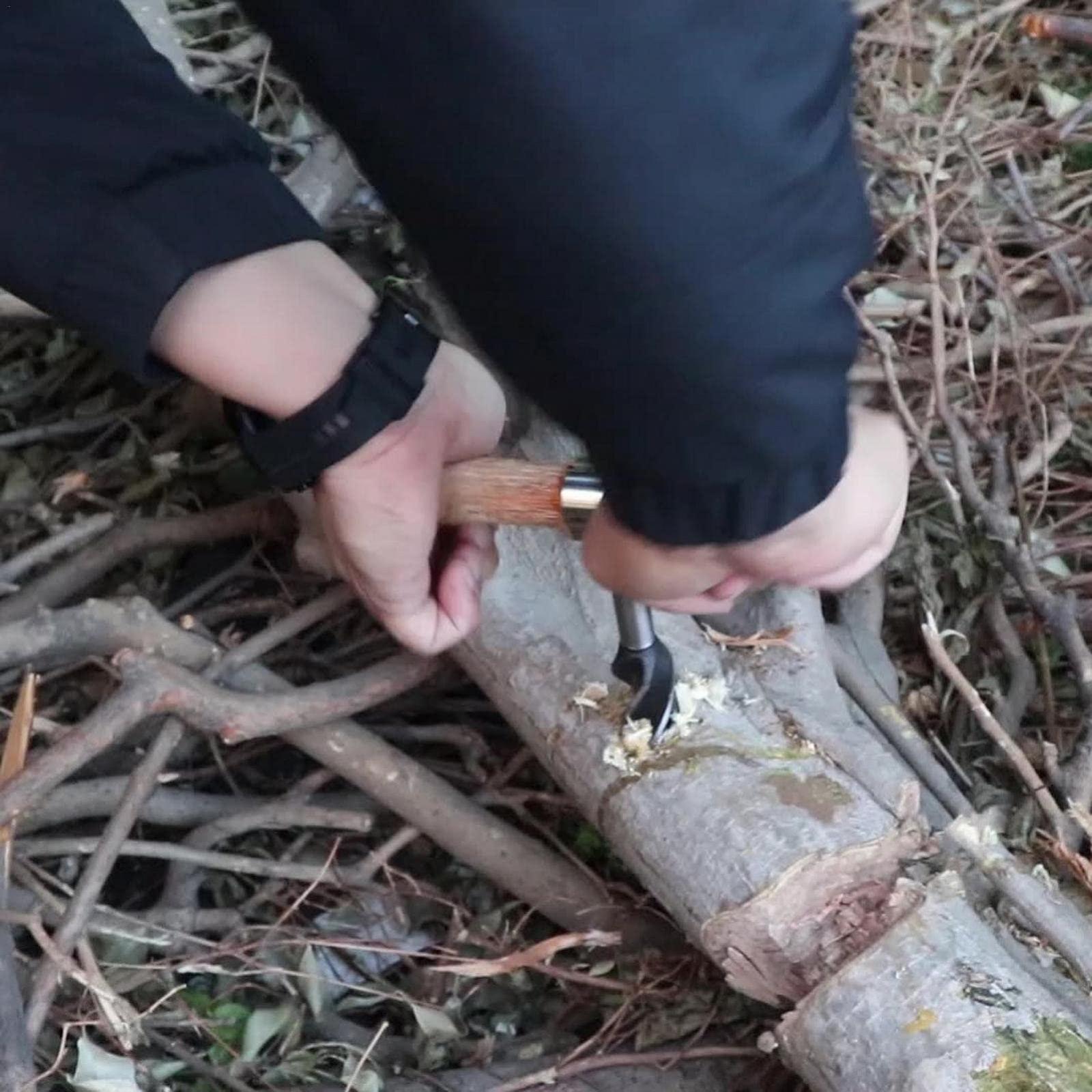 Ручний бур ERZU Bushcraft з 2,5 см отвором для дерева та ручним дрилем для пішого туризму, кемпінгу та використання на відкритому повітрі, фото №2