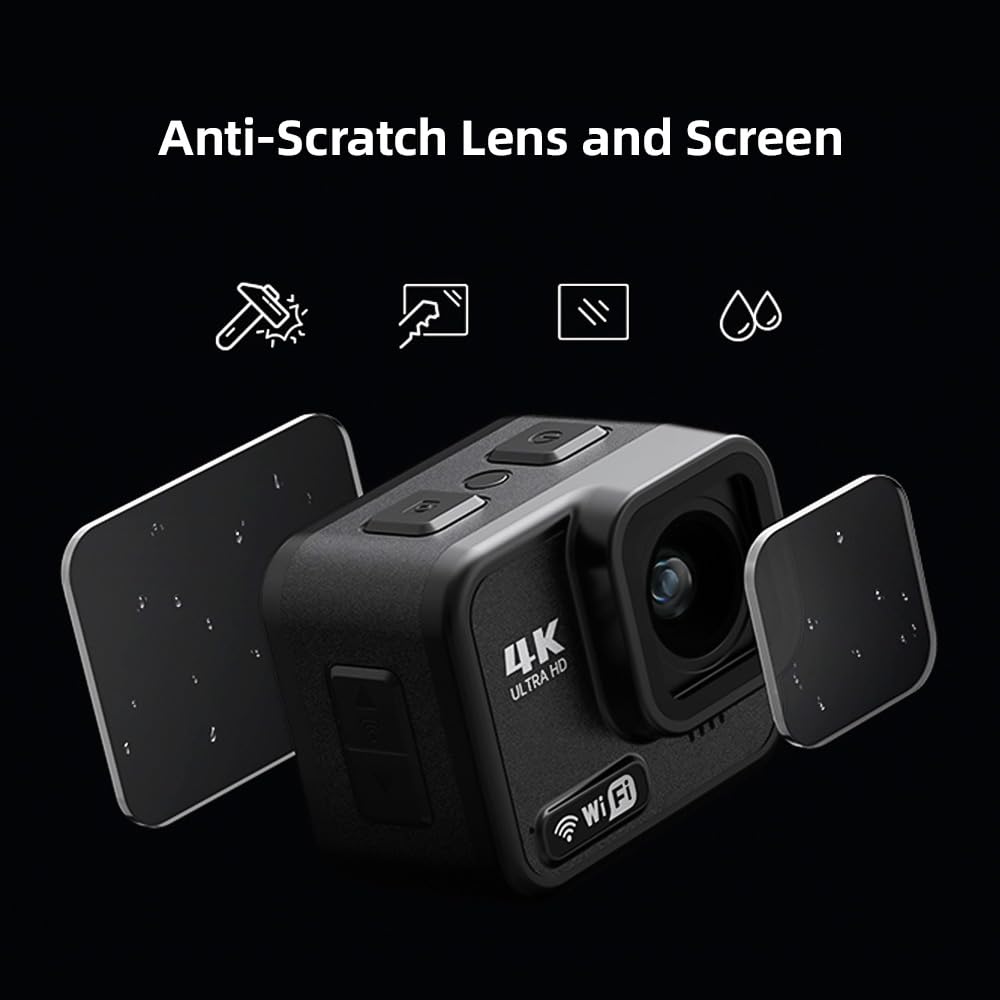 Екшн-камера Camnoon 4K Mini Sports 20MP WiFi 170° Wide Angle Lens 21M Waterproof з 2.1-дюймовим сенсорним екраном, фото №3