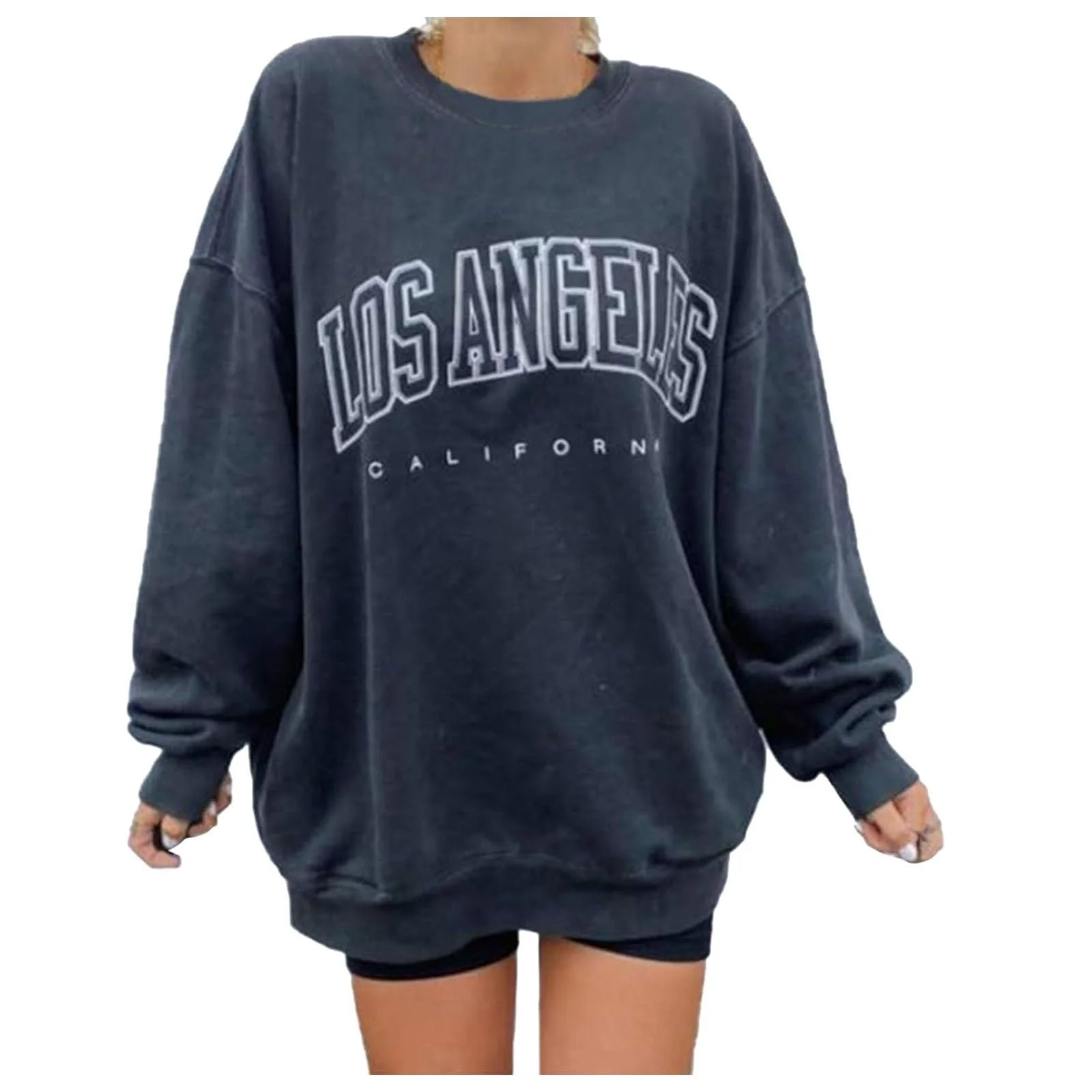 Женский Свитшот Los Angeles California, буквенный принт, графический, удобный, цветной, длинный рукав, круглый вырез горловины, свитер оверсайз, винтажный стиль Backwoods, одежда, осенний, фото №1 Женский Свитшот Los Angeles California, буквенный принт, графический, удобный, цветной, длинный рукав, круглый вырез горловины, свитер оверсайз, винтажный стиль Backwoods, одежда, осенний, фото №1