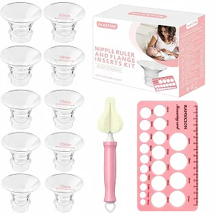 Набір фланців 13/15/17/19/21 мм з карткою для вимірювання сосків і щіткою для чищення - Фото 1