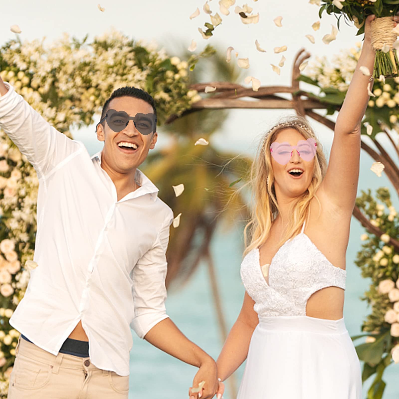 Сонцезахисні окуляри у формі серця, Набір 8 штук, Прозорі ретро, фото №6