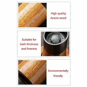 Ручний млин для солі та спецій з дерева, регульований механізм помелу, функціональна дерев'яна synthetic.ua - Фото 1