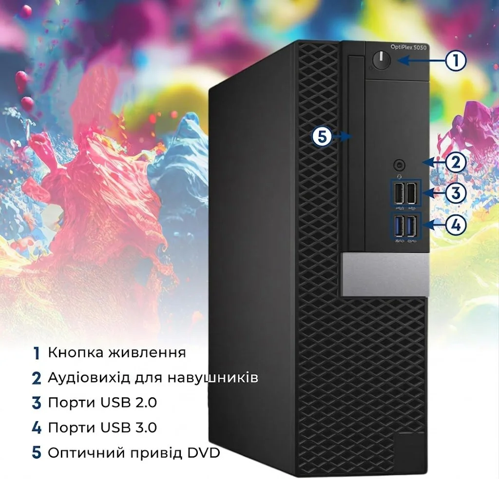 Комп’ютер Dell OptiPlex 3050 SFF / Intel Core i7-6700 / RAM 32GB / SSD 1TB / Intel HD Graphics 530 / DisplayPort / HDMI / LAN / Windows 10 / Чорний, фото №2