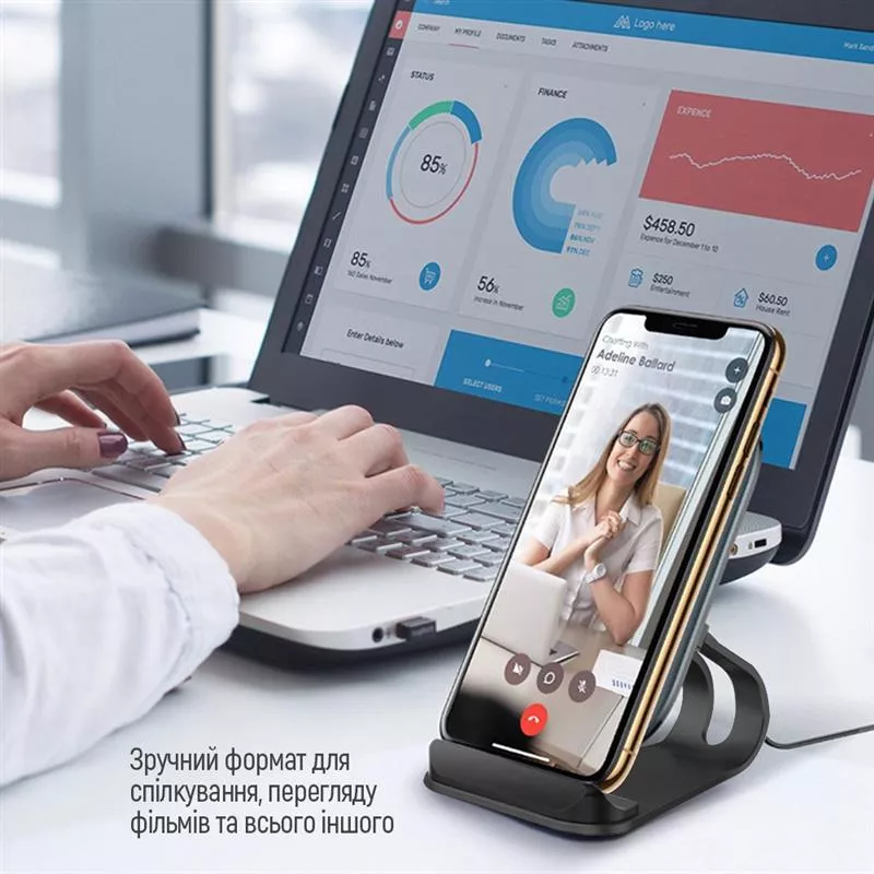 Беспроводное зарядное устройство ColorWay Wireless Stand 10W Blue (CW-CHW30Q-BL), фото №7