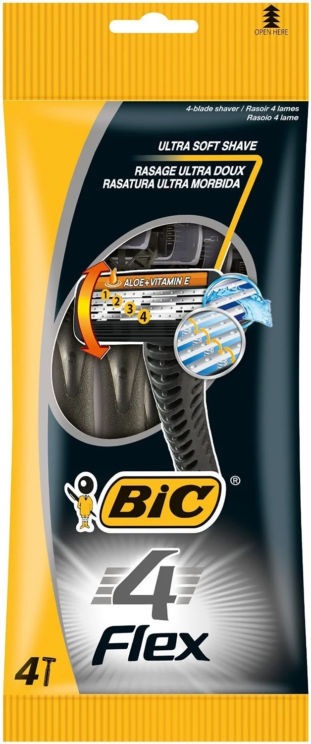 Набор одноразовых бритв BIC Flex 4 4 лезвия 5 упаковок по 4 шт., фото №1 Набор одноразовых бритв BIC Flex 4 4 лезвия 5 упаковок по 4 шт., фото №1