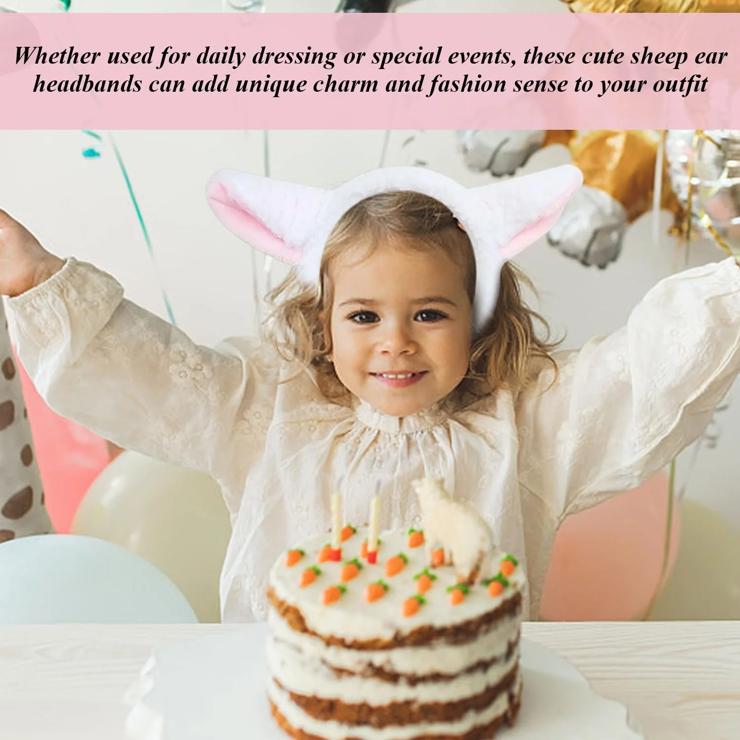 Обруч для волосся Вушка овечки Білий, 2 шт, фото №6