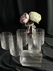 Стакани для води. 6 шт. Золота оконтовка. - Фото 1