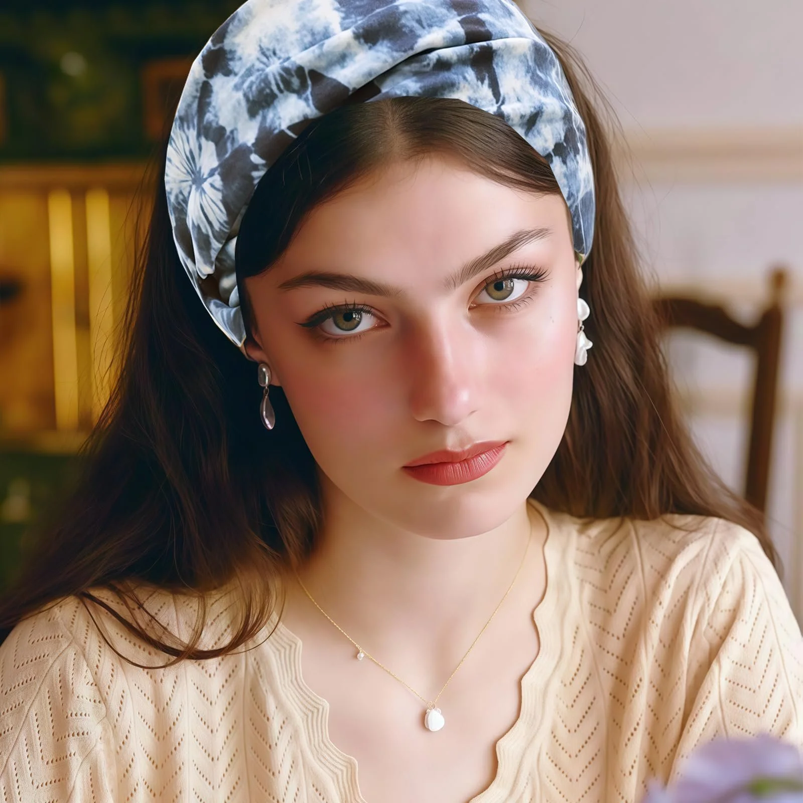 Пов'язка на голову Жіноча Ретро Богемний стиль Широка, фото №6 Пов'язка на голову Жіноча Ретро Богемний стиль Широка, фото №6