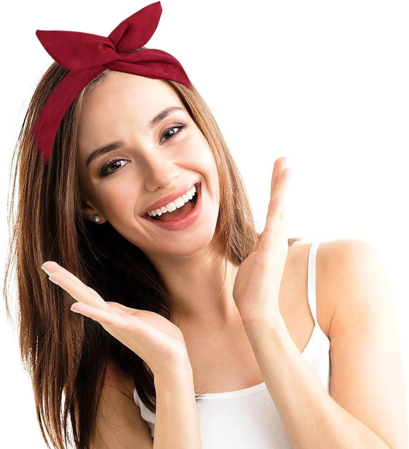 Пов'язка на голову Гнучка з бантом Дротова вінтажна ретро однотонна, фото №5