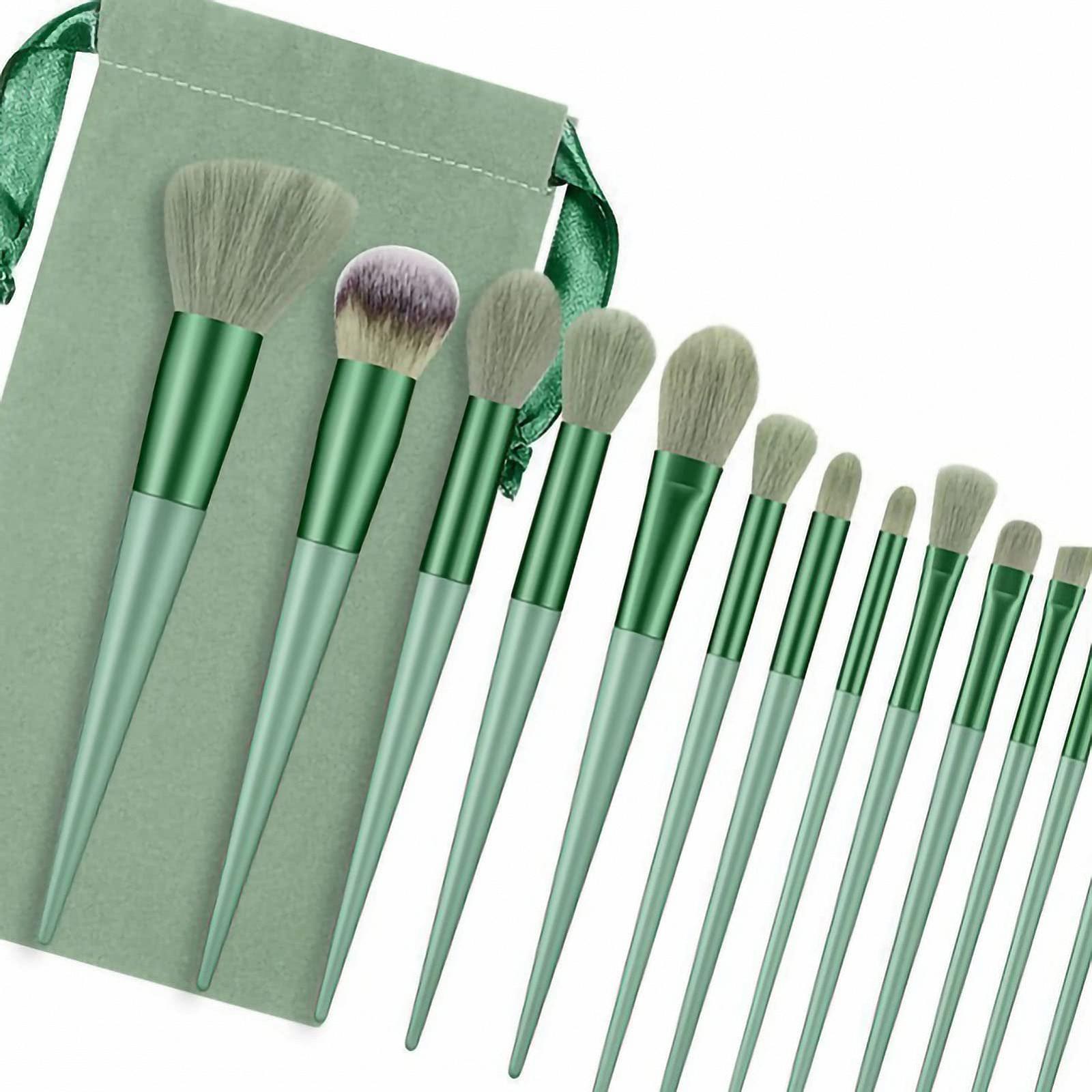 Набор кистей для теней Verdant Touch, набор кистей для макияжа, 13 шт, ручной, мягкий, набор кистей для смешивания косметики для пудры для лица, консилера, зеленая кисть для теней, косметические инструменты, фото №3