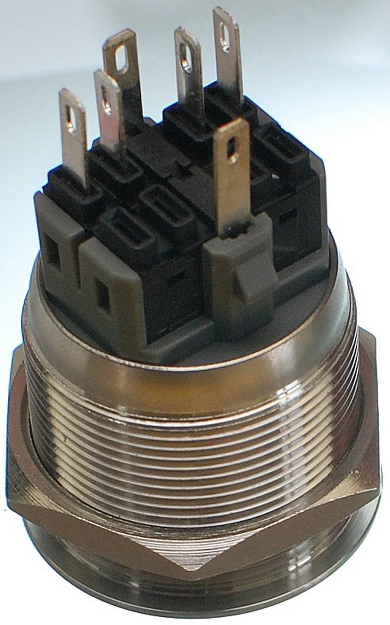 Кнопка антивандальна VJ Parts d28mm стрижка 25mm h34mm 6 контактів індикація, фото №2