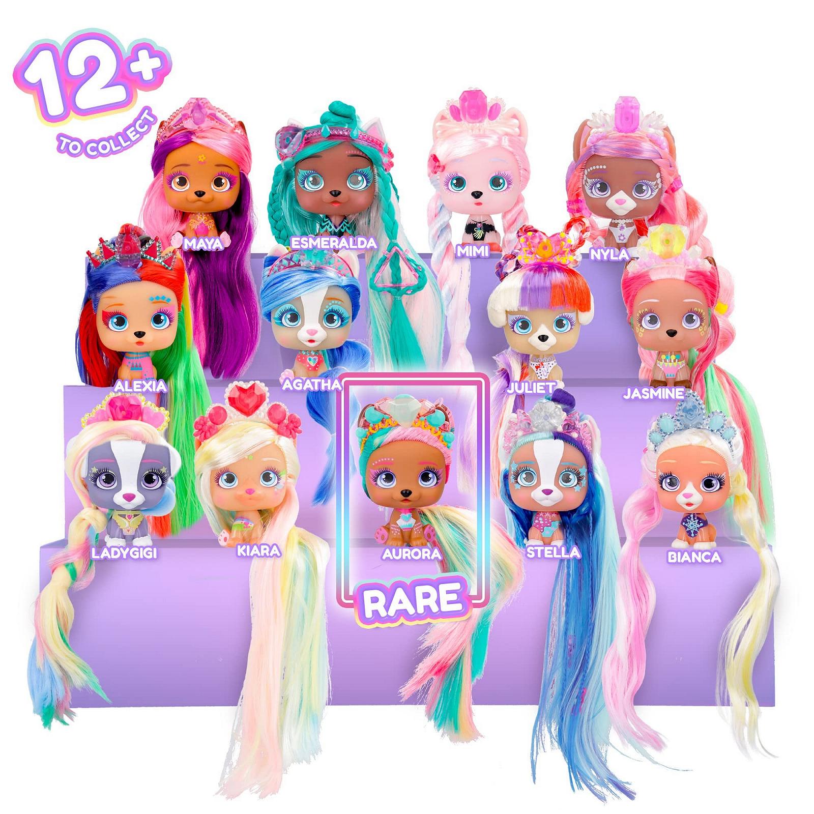 Фігурка VIP PETS Glam Gems S5 Сюрпризний цуцик в блискучому гламурному образі з 30 см довгим волоссям для розчісування та аксесуарами з дорогоцінного каміння для ідеального блискучого стилю - Подарунок для хлопчиків 3+, фото №7