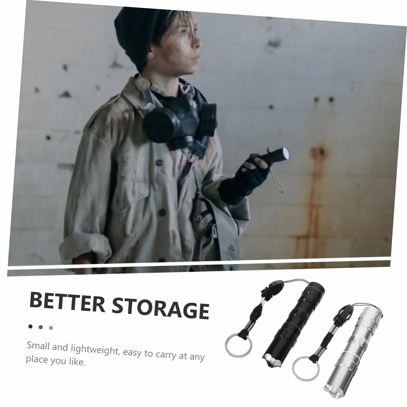 Ліхтарик Алюмінієвий сплав Компактний Водонепроникний Міцний Для екстреного використання Брелок Срібний/Чорний, фото №4