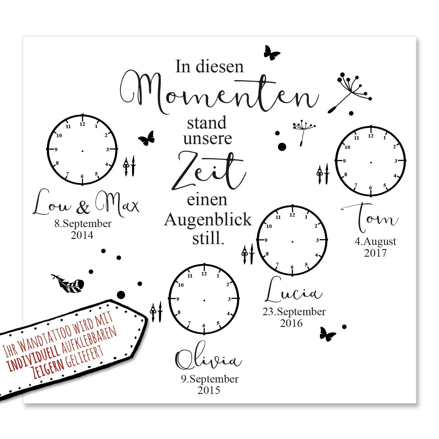 Настінна наклейка M2444 In diesen Momenten Stand Чорна L 113 x 120 см, фото №2