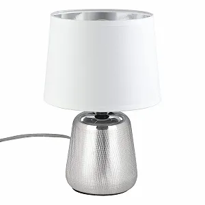 Настільна лампа EGLO Manalba 1 керамічна текстильна E14 Сріблястий/Білий synthetic.ua - Фото 1