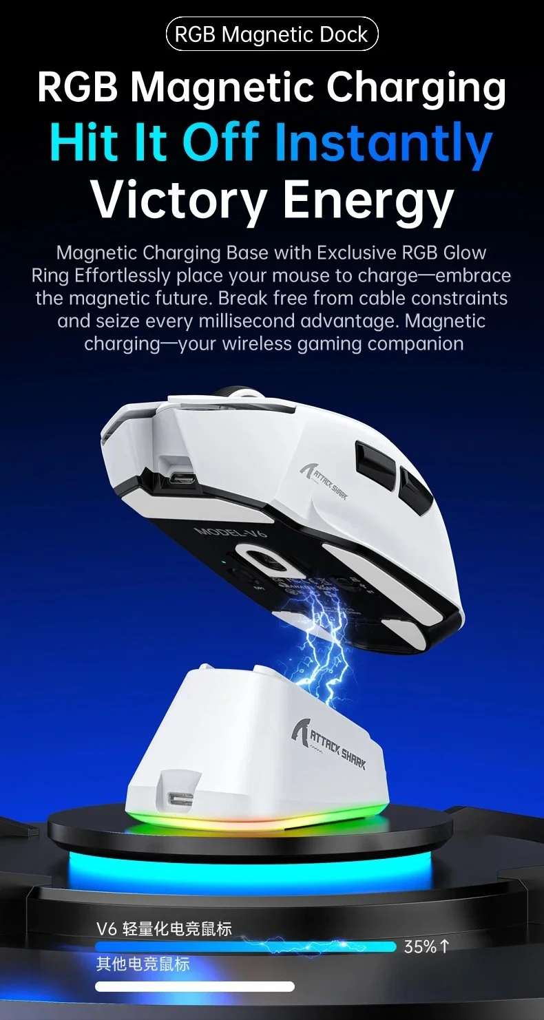 Миша Attack Shark V6 PAW3311 25000DPI 1000Гц White, фото №11